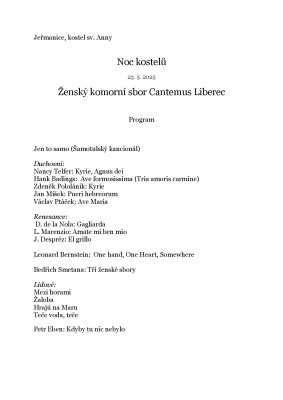 Cantemus program vystoupení